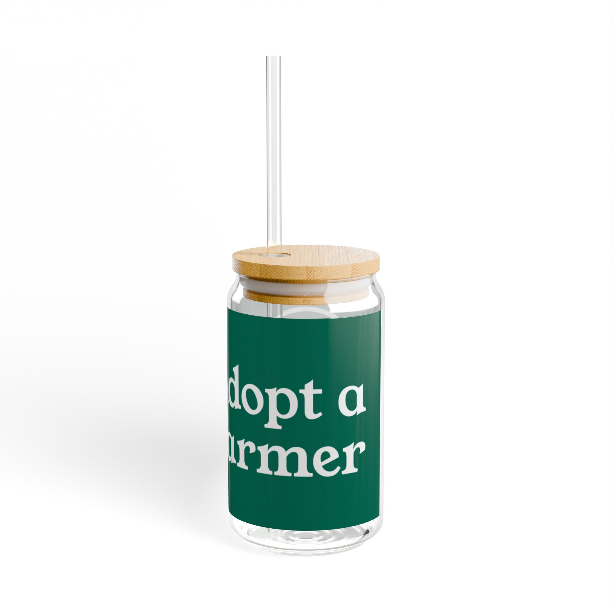 Raíces Glass Tumbler with straw Adopt A Farmer— 16oz Eco-Friendly Drink Jar - Image 3