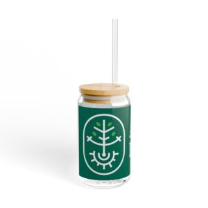 Raíces Glass Tumbler with straw Adopt A Farmer— 16oz Eco-Friendly Drink Jar