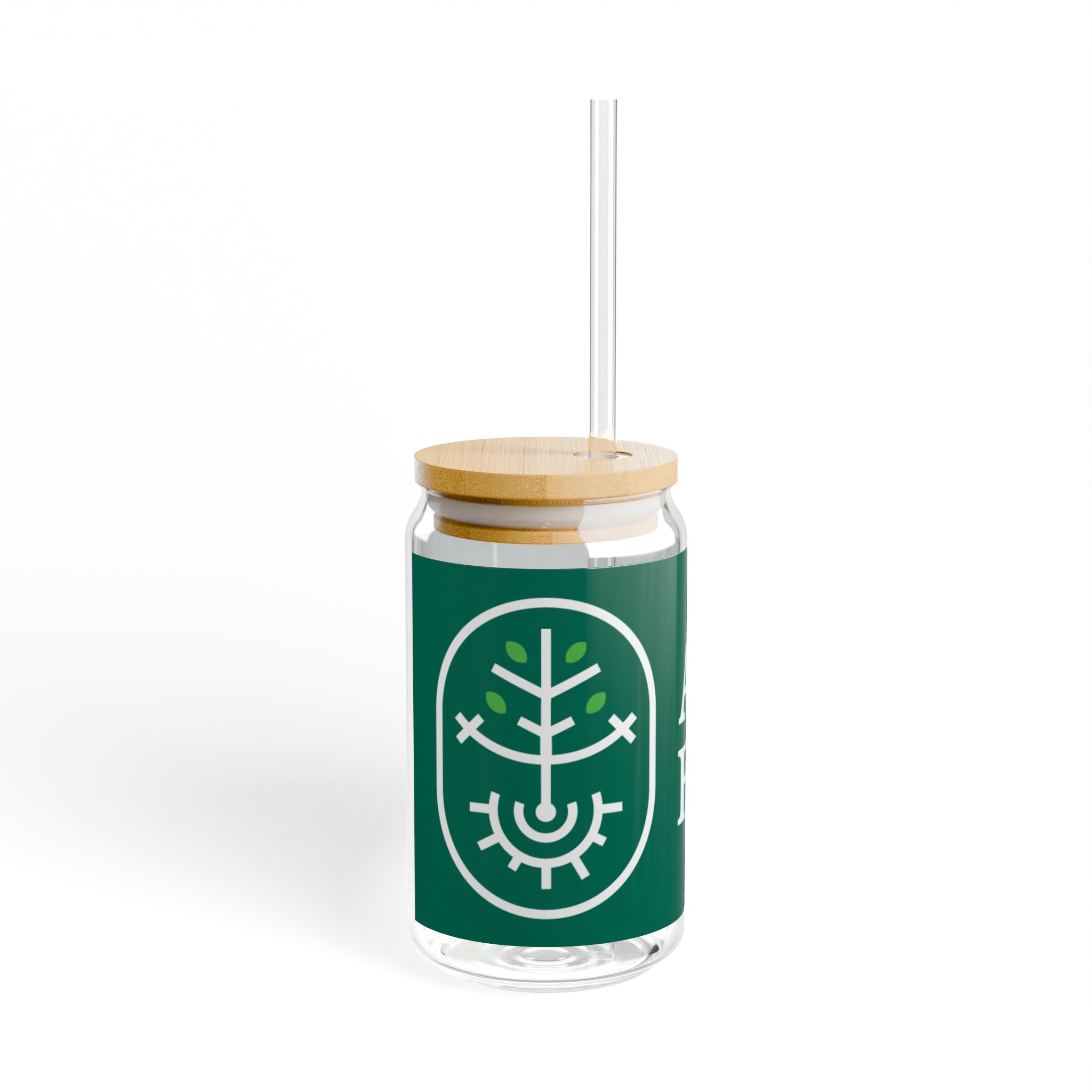 Raíces Glass Tumbler with straw Adopt A Farmer— 16oz Eco-Friendly Drink Jar