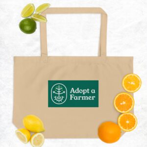 Adopt a Farmer Large Organic Tote Bag -- Reusable Market Bag Supporting Farmers